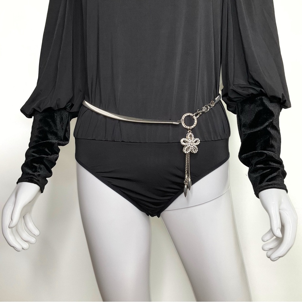 Silver Tone Mesh Stretchy Embellished Fashion Belt Womens SZ OS Coquette Glam